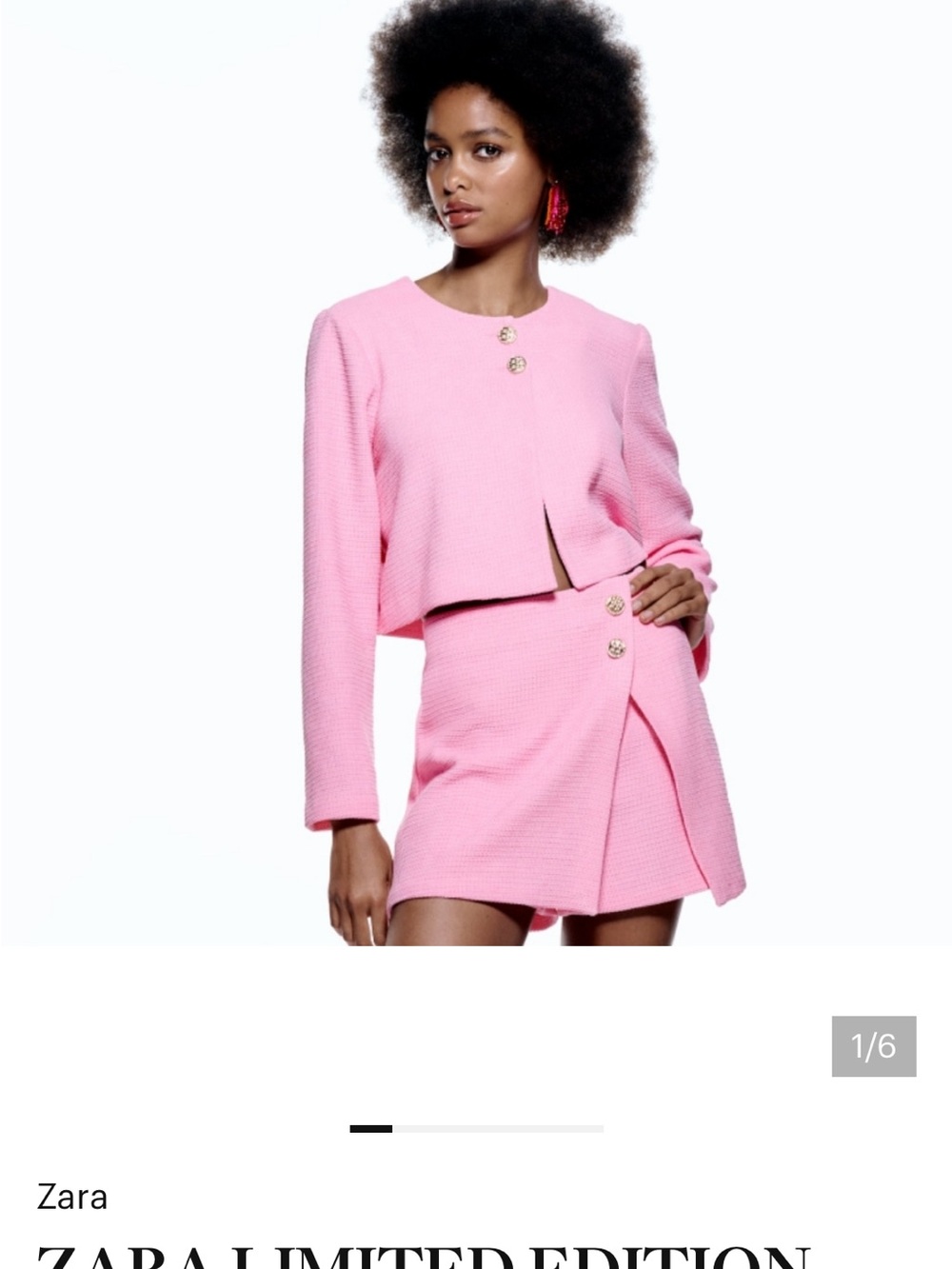 ZARA Pink Textured Cropped Blazer